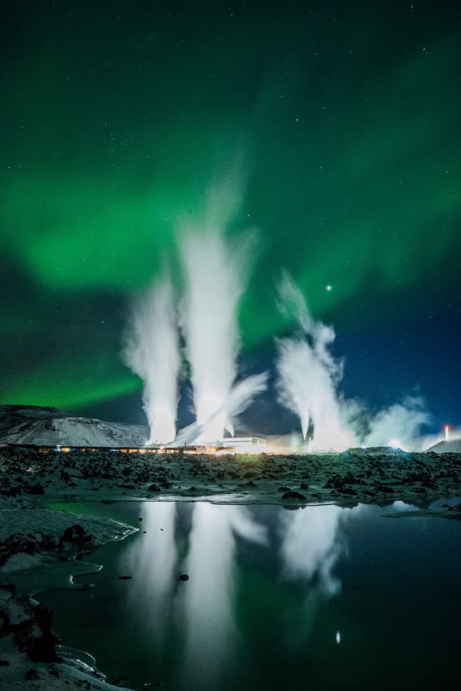 Northern Lights Geothermal Steam by Kristvin Gudmundsson — canvas wall art