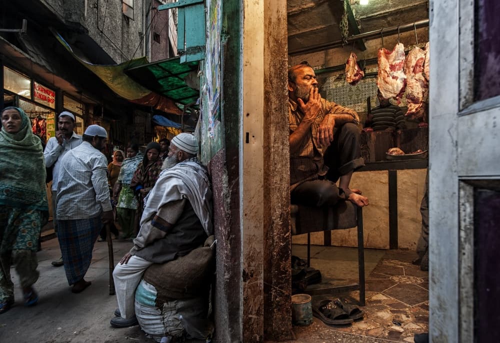 Bustling Market Alley by Prateek Dubey — canvas wall art
