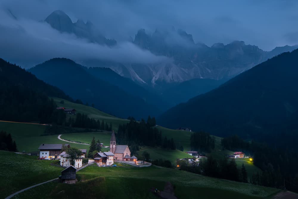 Alpine Village Twilight by Simoon — canvas wall art