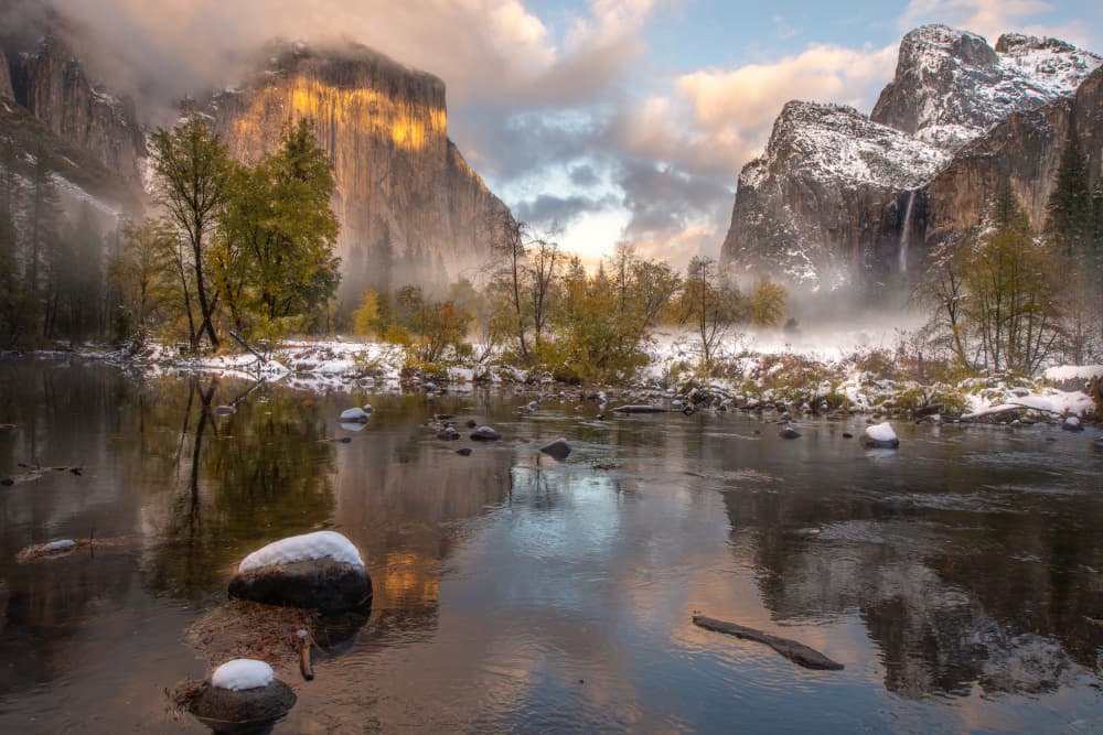 Yosemite Winter Reflection by April Xie — canvas wall art