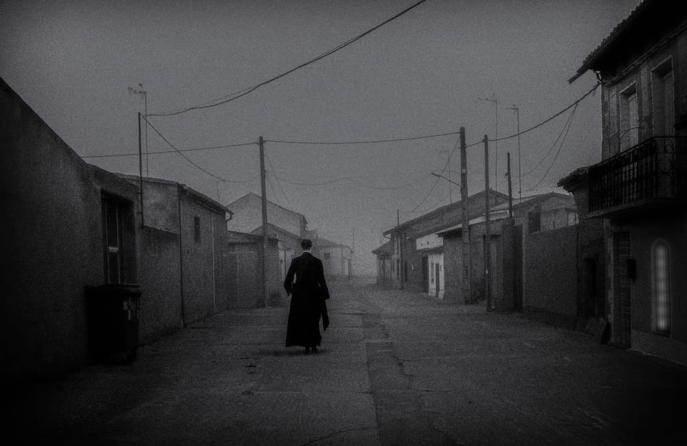 Solitary Figure Foggy Street by Jose C. Lobato — canvas wall art