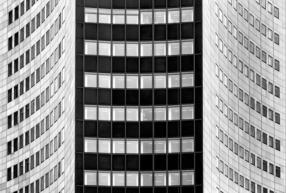 Curved Building Contrast by Hans-Wolfgang Hawerkamp — canvas wall art