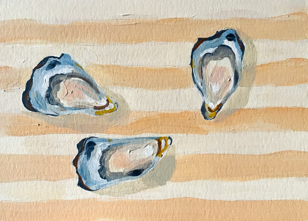 Coastal Oysters on Stripes by Madison Phipps — canvas wall art