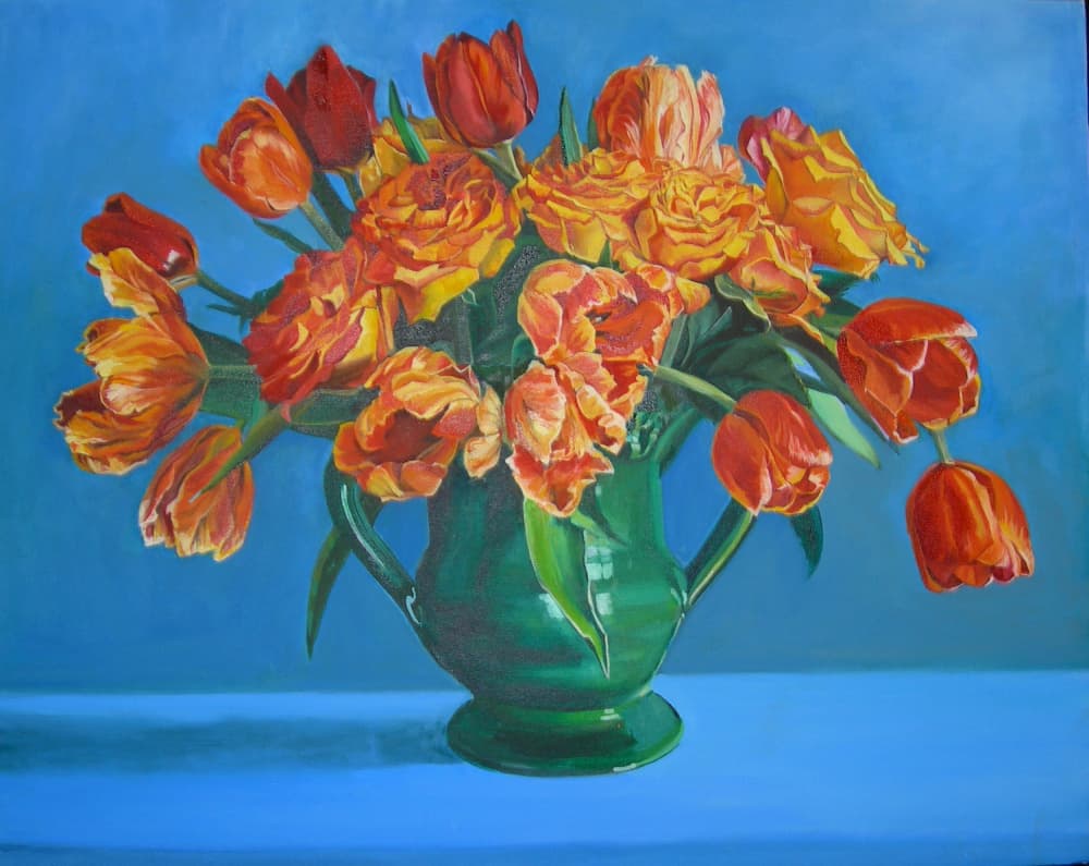 Vibrant Tulip Bouquet by Maxine Shore — canvas wall art