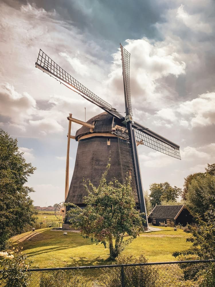 Dutch Windmill Landscape by Mathieu jeuf — canvas wall art