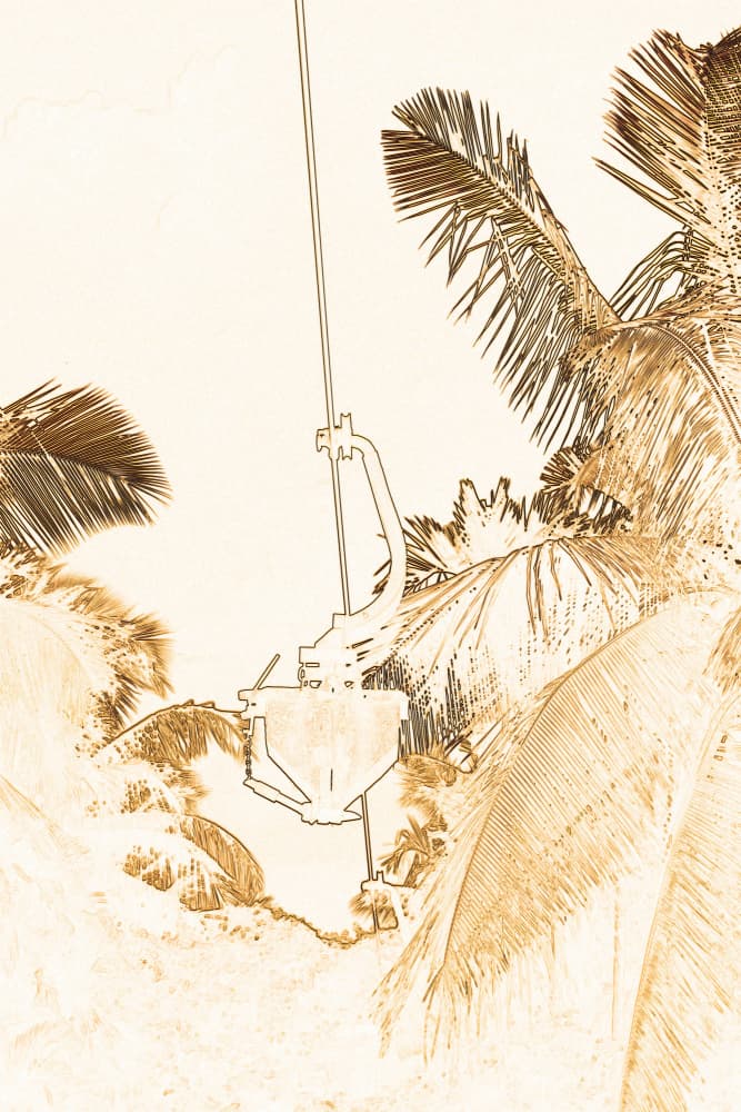 Tropical Ski Lift Sketch by Santhosh ch — canvas wall art
