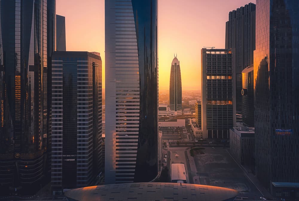 Skyscraper Sunset View by Atanu Bandyopadhyay — canvas wall art