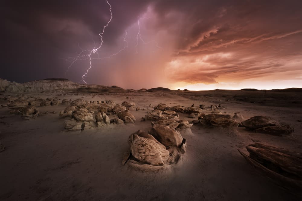 Lightning Over Badlands by Ming Chen — canvas wall art
