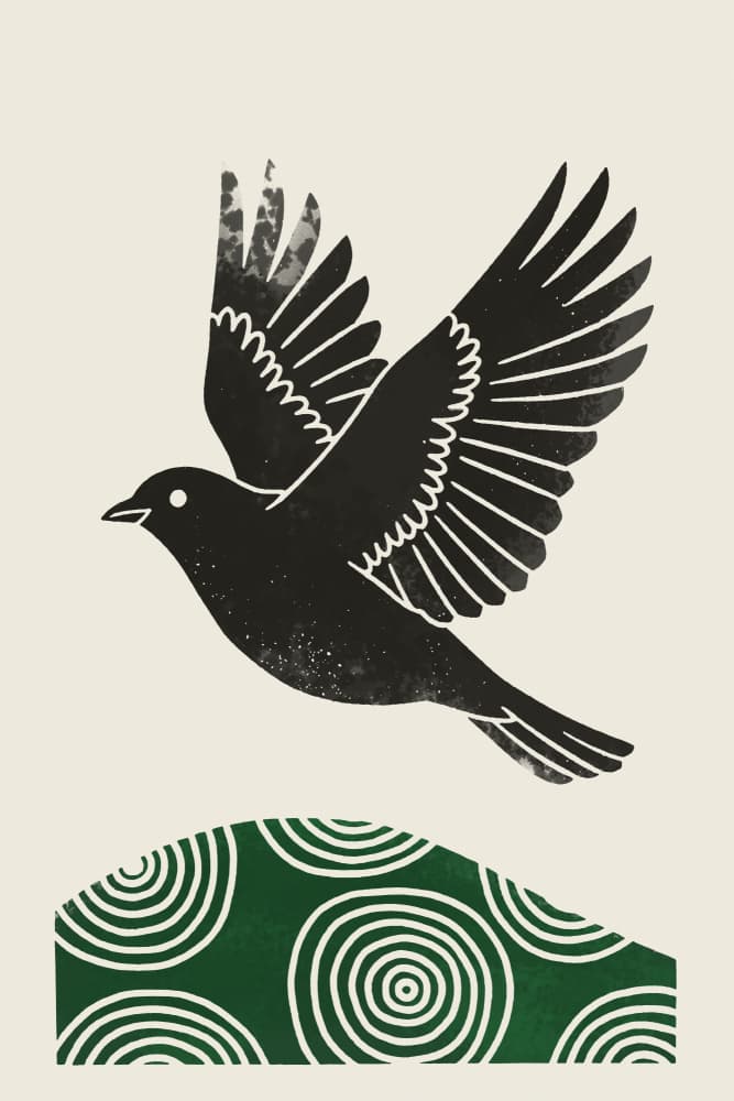 Flying Bird Green Pattern by casa cartissi — canvas wall art
