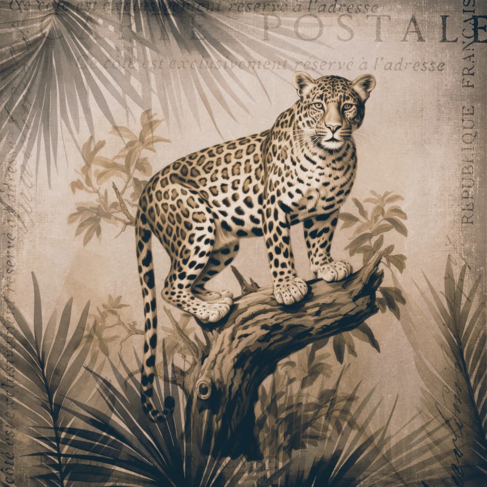 Vintage Jungle Leopard by Andrea Haase — canvas wall art