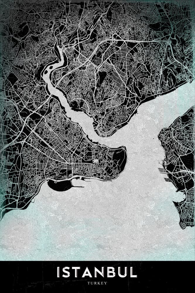 Istanbul City Map by StudioSix — canvas wall art