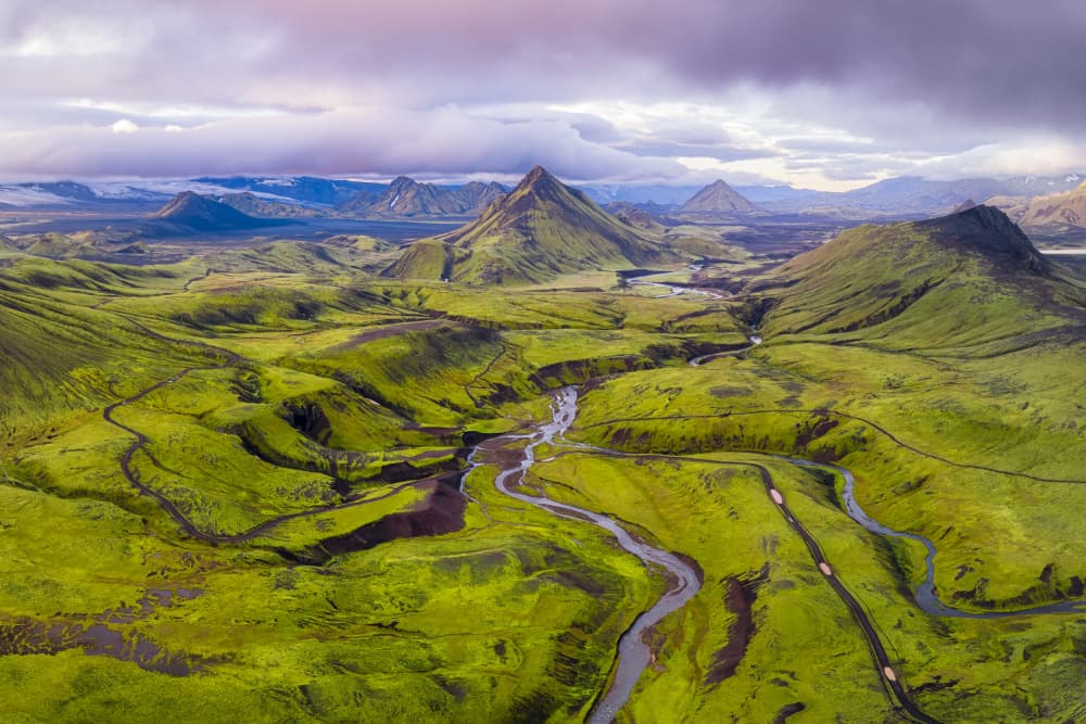 Vast Green Icelandic Highlands by James Bian — canvas wall art