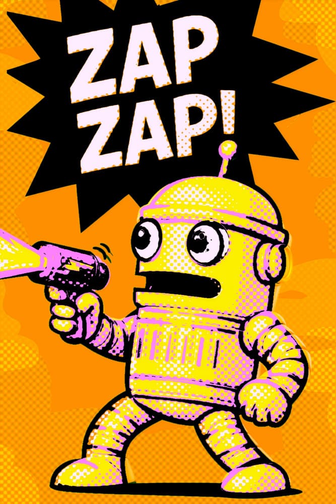Retro Robot Zap by ERM — canvas wall art