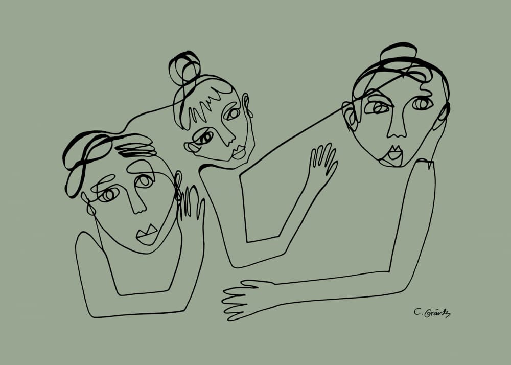 Connected Line Art Women by Caroline Gräntz — canvas wall art
