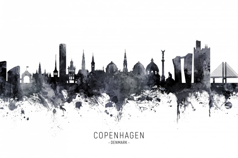Copenhagen City Skyline by Michael Tompsett — canvas wall art