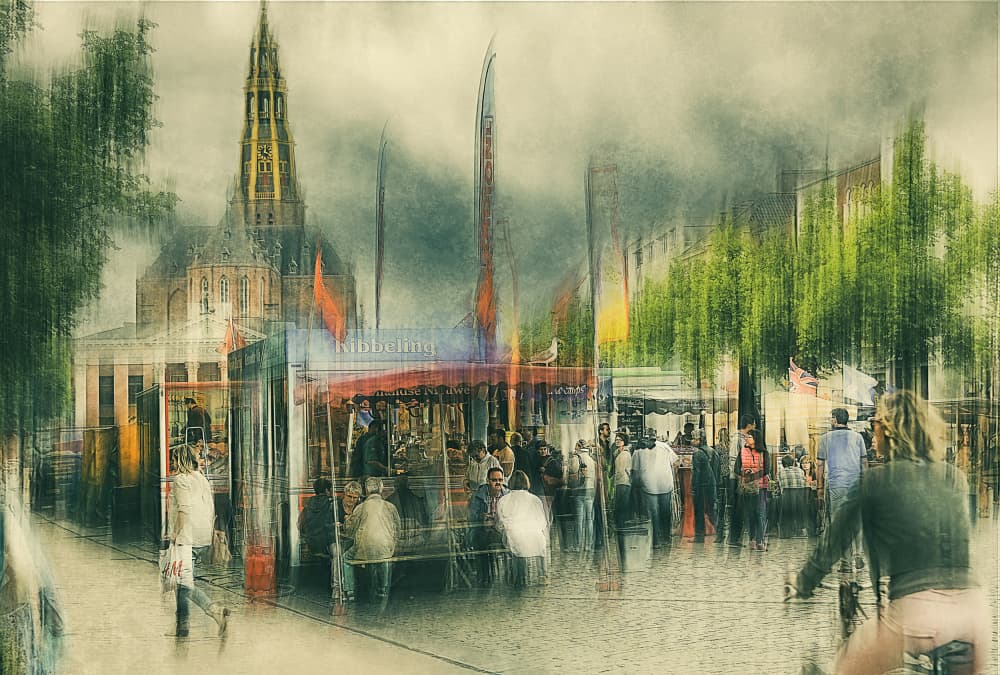 Blurred City Street by Jan van der Linden — canvas wall art