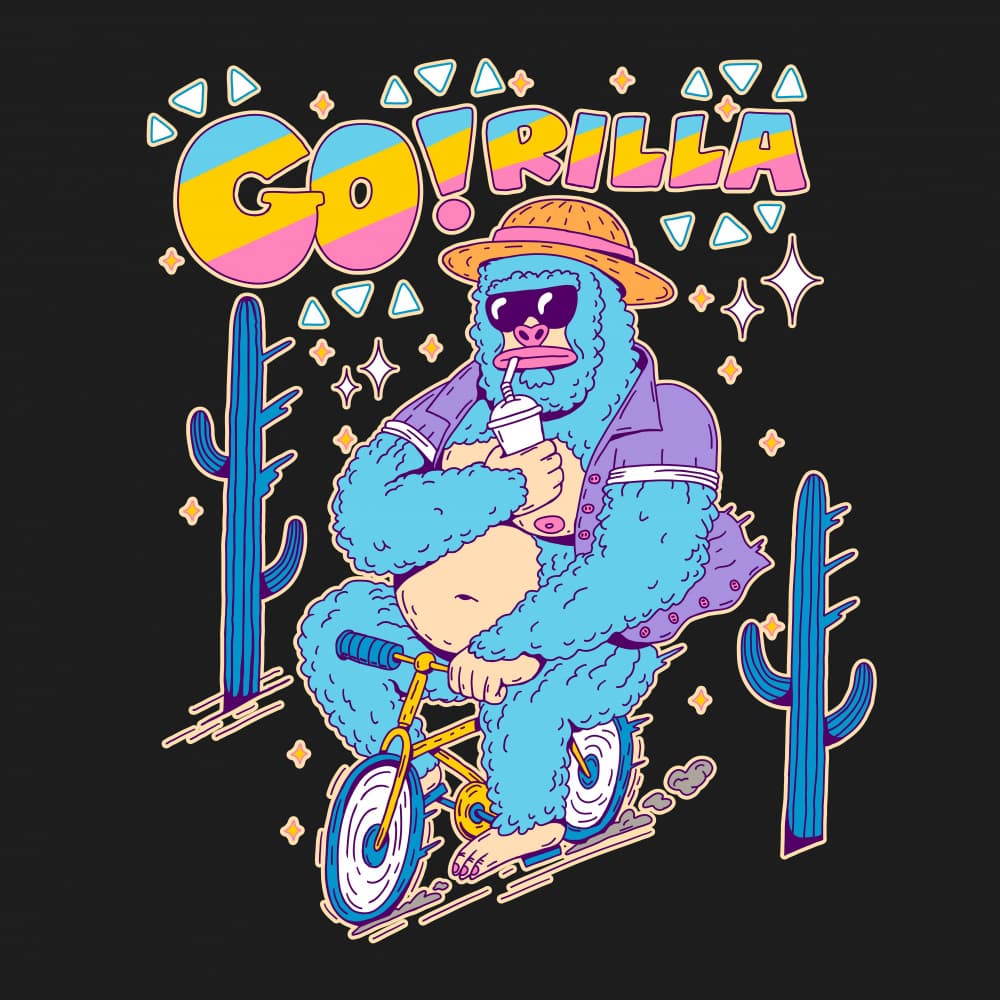 Cool Gorilla Desert Ride by Tiago Leitao — canvas wall art