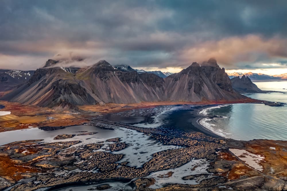 Vestrahorn Golden Light Coast by Jacek Swiercz — canvas wall art