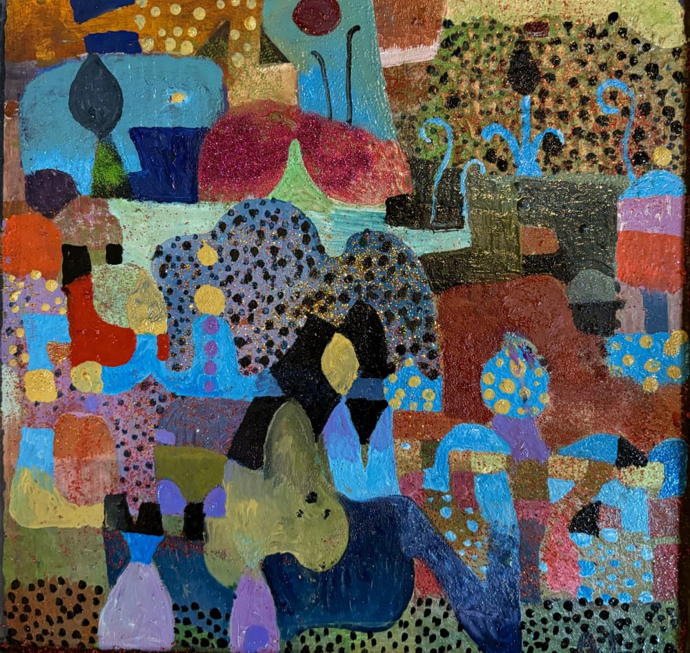 Vibrant Market Folk by Alise Loebelsohn — canvas wall art