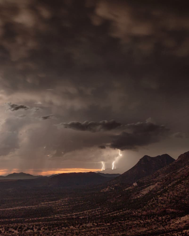 Lightning Over Desert Mountains by Gary Perlow — canvas wall art