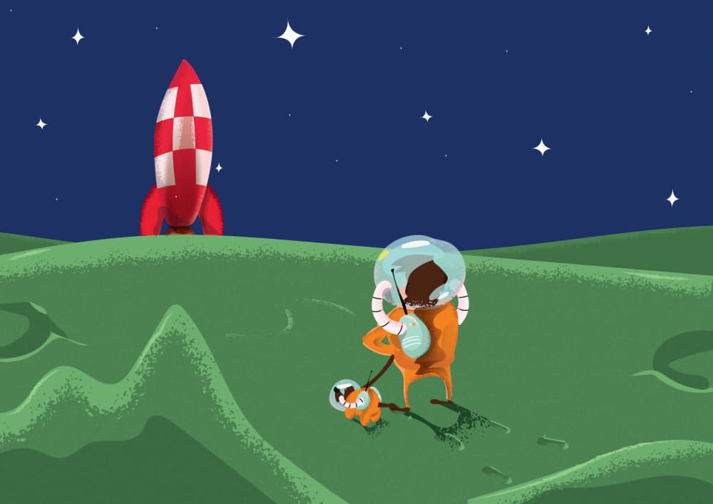 Space Dog Adventure by Nicholas — canvas wall art