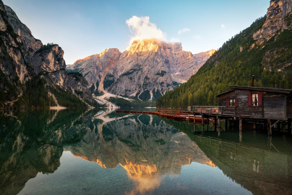 Golden Alpine Lake by Marc van Oostrum — canvas wall art