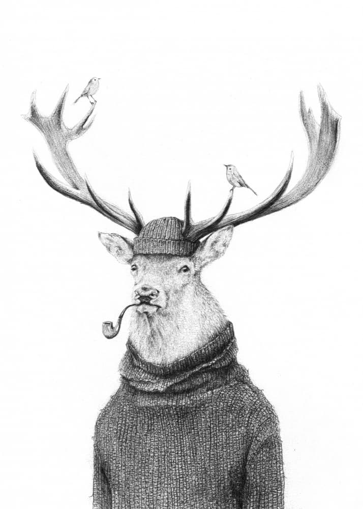 Thinking Wild B/W by Mike Koubou — canvas wall art