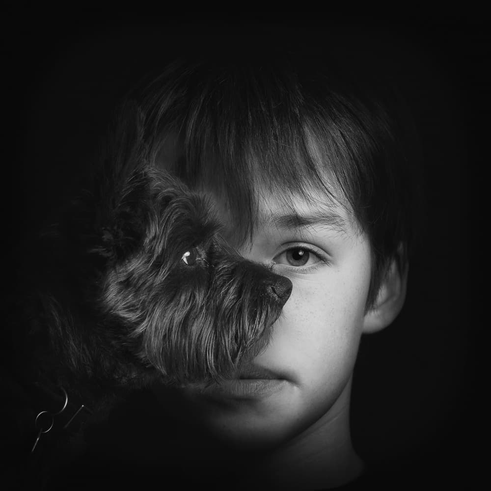 Boy And Dog Portrait by Paul Gibney — canvas wall art