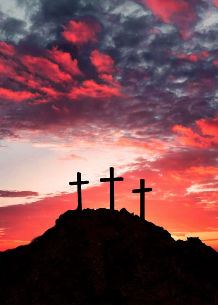 Three Crosses Sunset by Ariz Rab — canvas wall art