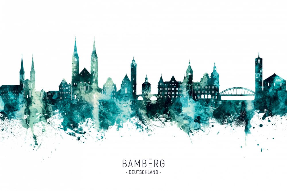 Bamberg Watercolor Cityscape by Michael Tompsett — canvas wall art