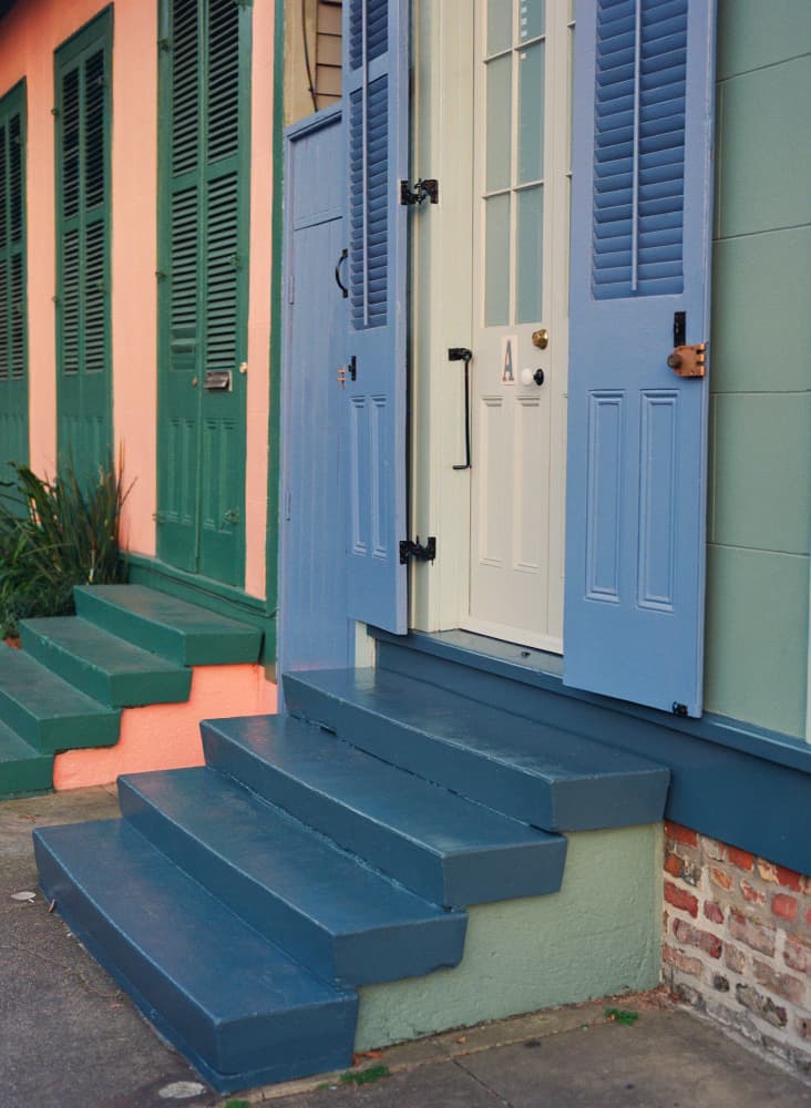 Blue Door Colorful Steps by Bethany Young — canvas wall art