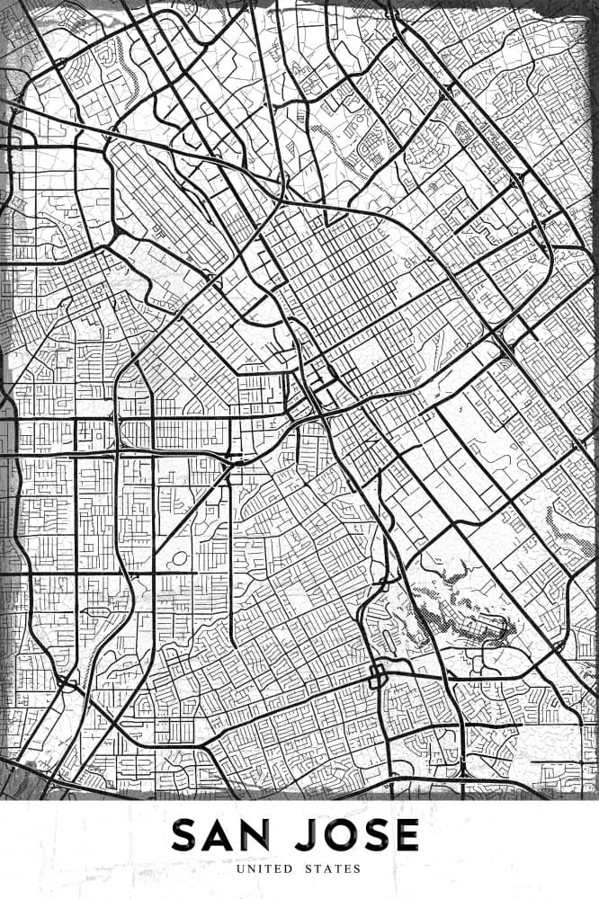 San Jose City Map by StudioSix — canvas wall art