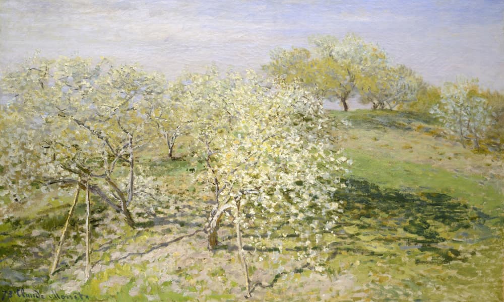 Spring (fruit Trees In Bloom) (1873) By Claude Monet by Claude Monet — canvas wall art