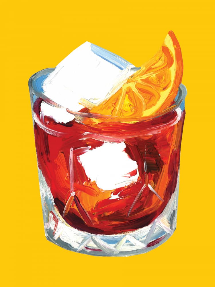Vibrant Negroni Cocktail by Alice Straker — canvas wall art