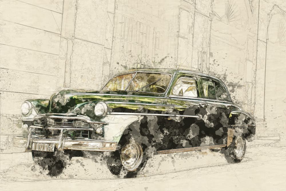 Vintage Car Sketch Art by Lembayung senja studio [Vintage Poster] — canvas wall art