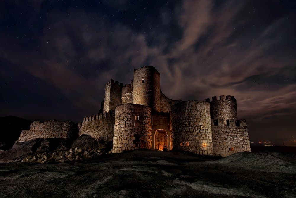 Medieval Castle Night Sky by César Vega Toledano — canvas wall art
