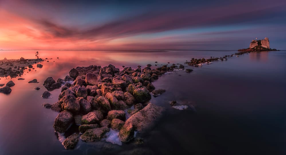 Colorful Island Fortress Sunset by Lluis de Haro Sanchez — canvas wall art
