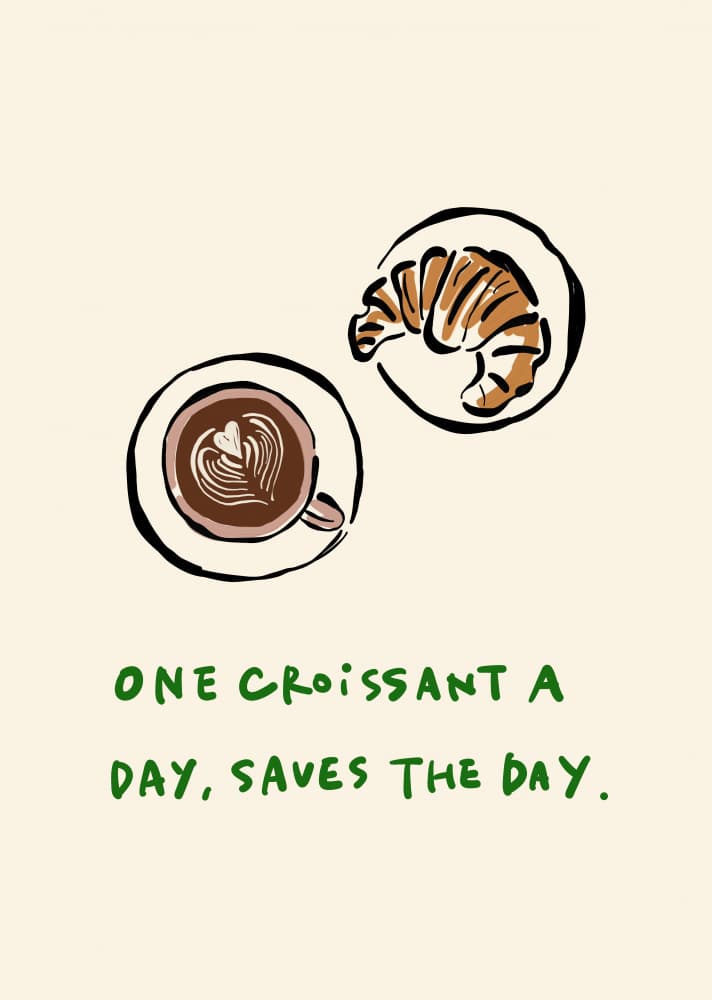 Morning Coffee Croissant by Rio Soléy — canvas wall art