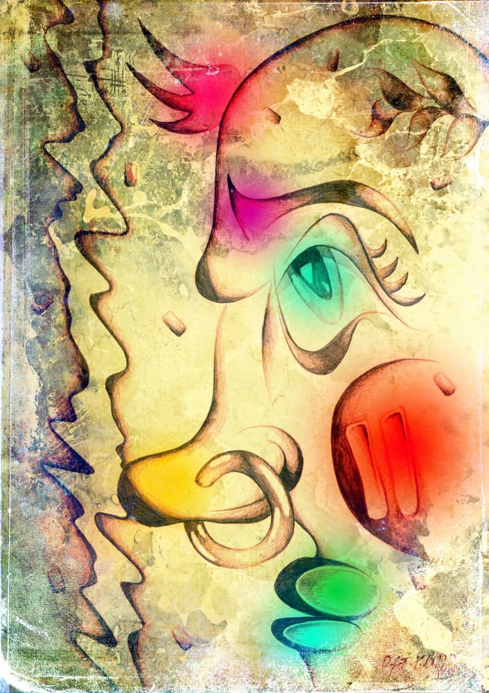 Vibrant Abstract Face by Rafal Kulik — canvas wall art