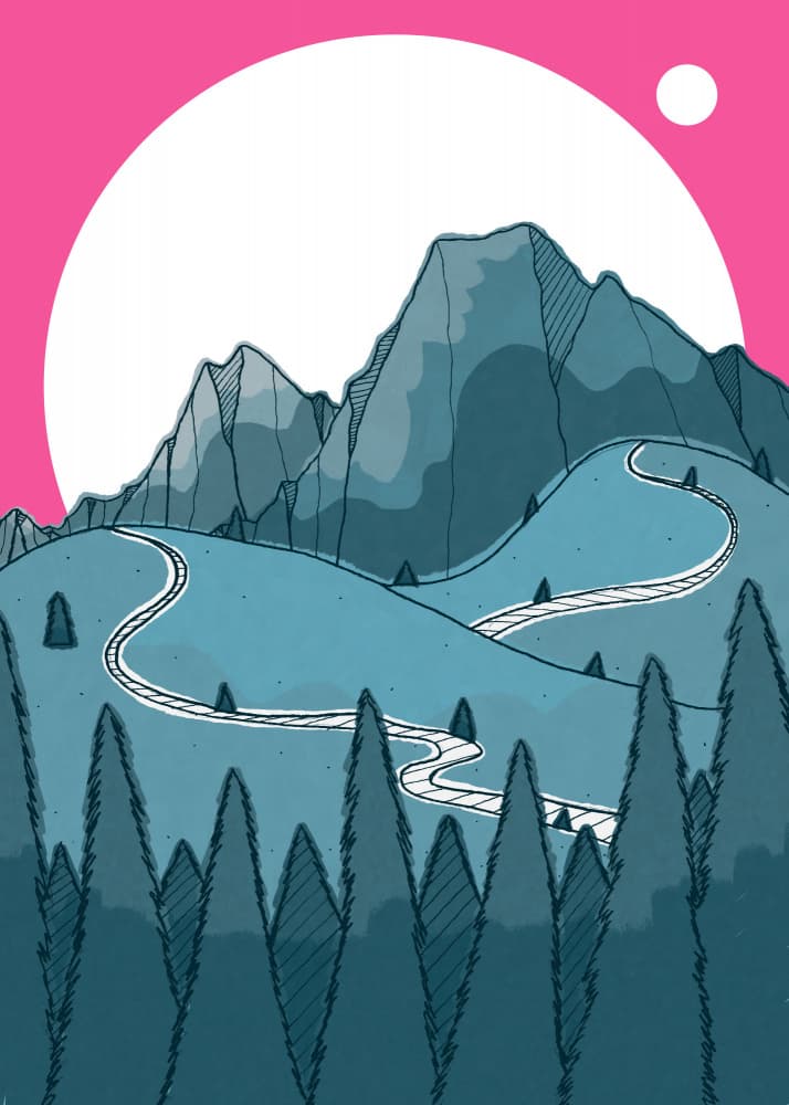 Pink Sky Mountains by Stephen Wade — canvas wall art