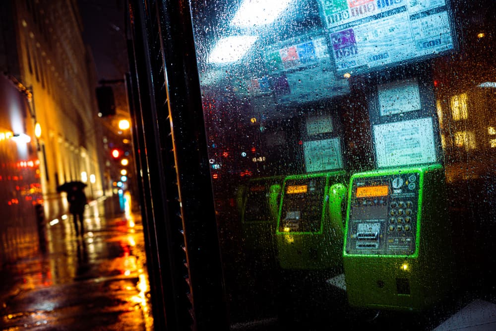 Rainy City Phone Booth by Takaaki Ishikura — canvas wall art