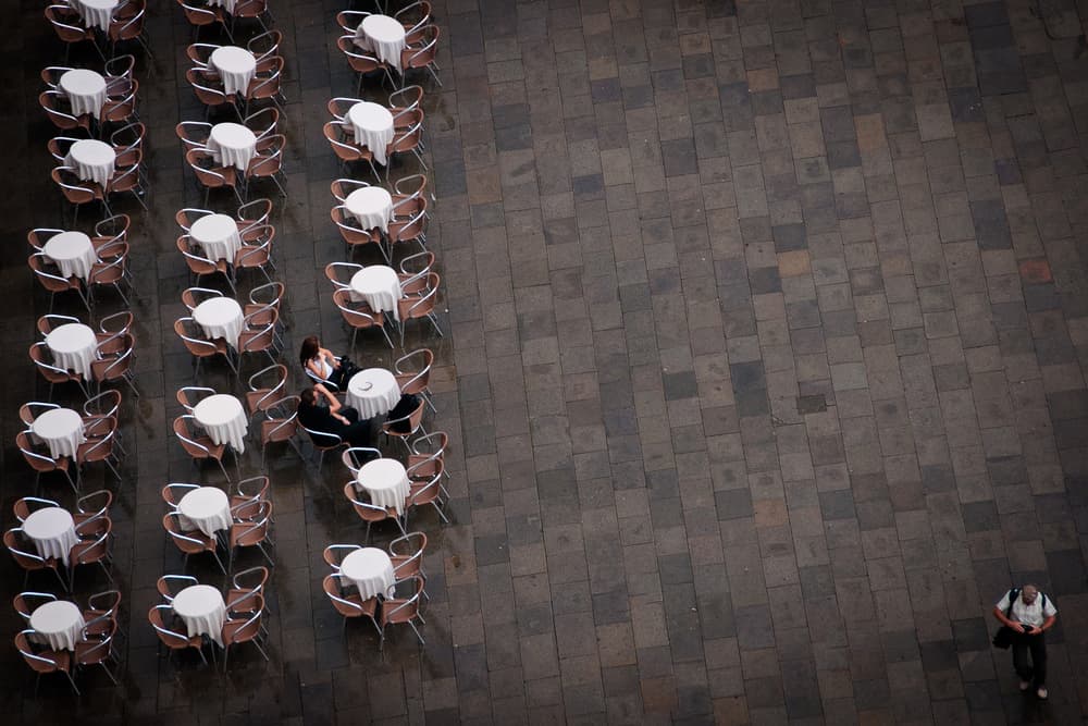 Overhead Cafe Tables by Flavio Bertazzi — canvas wall art