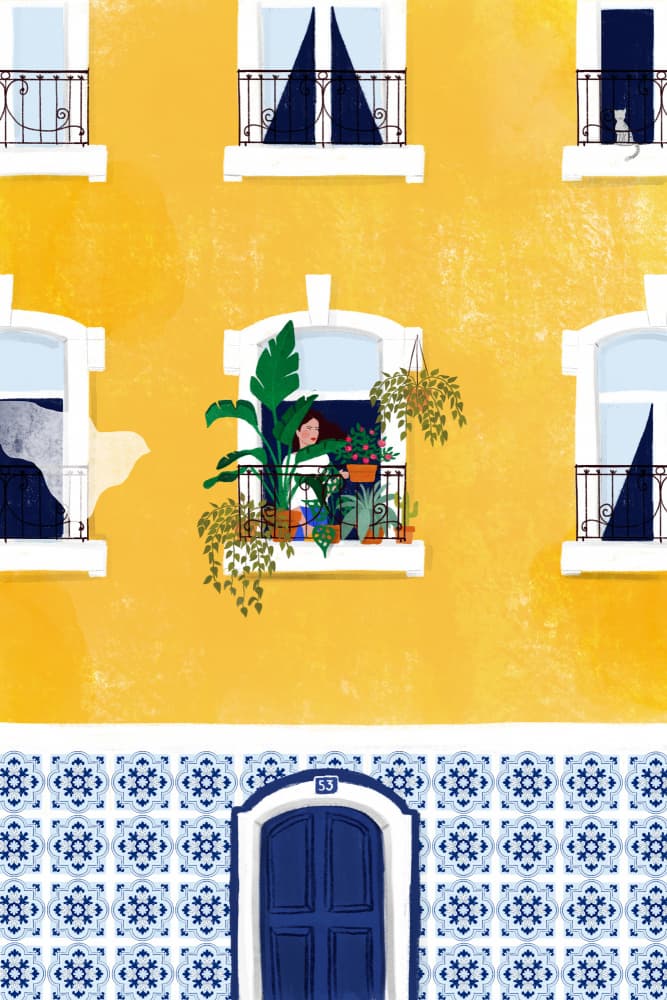 Bright Urban Balcony by Maja Tomljanovic — canvas wall art