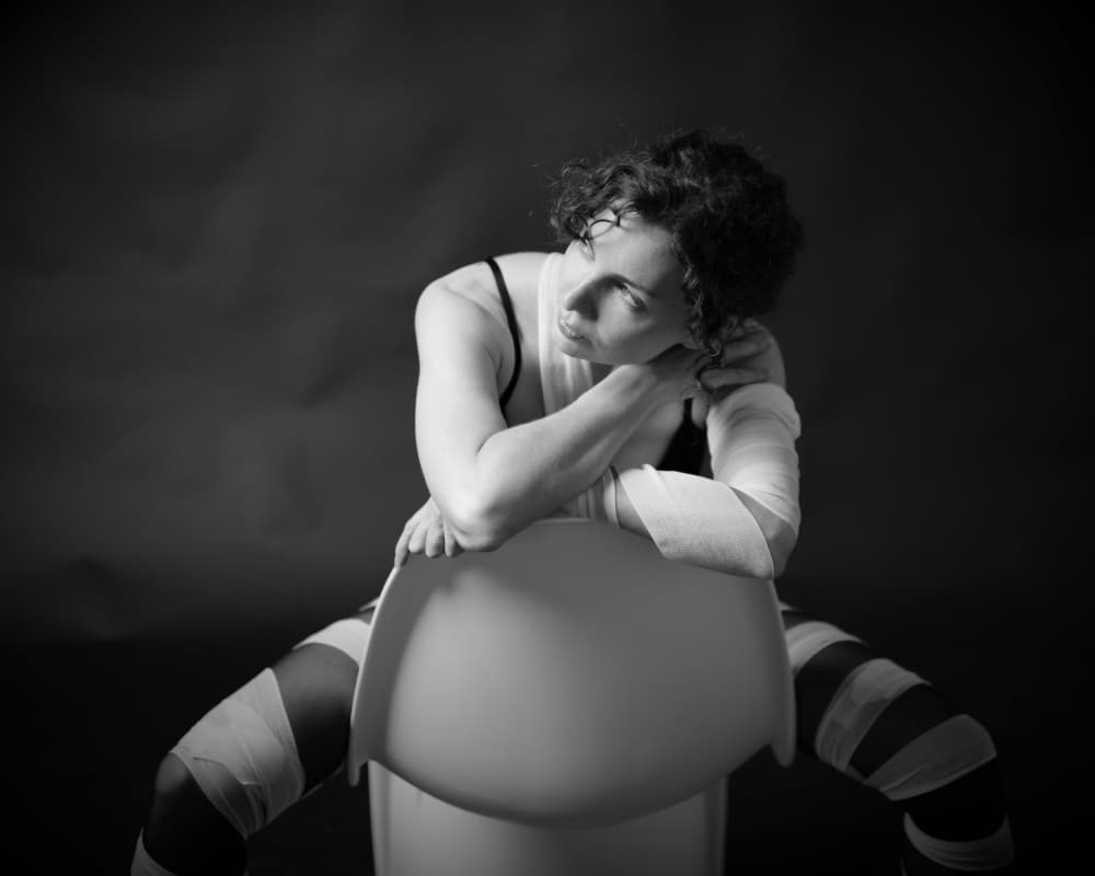 Pensive Wrapped Woman by Yoram GIL — canvas wall art