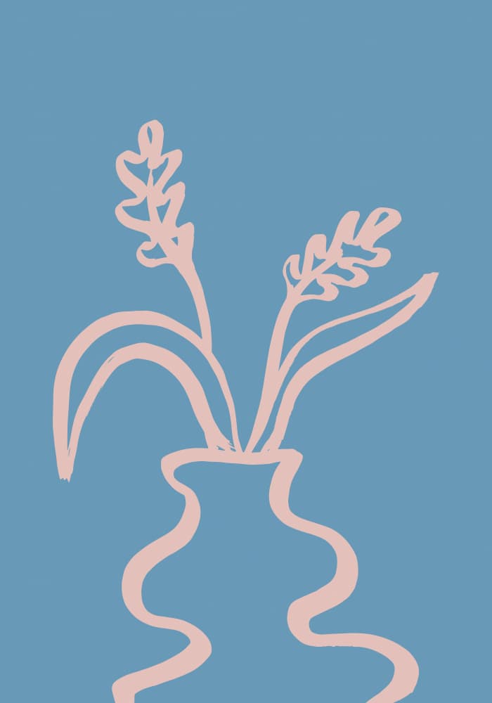 Blush Blooms Blue Vase by Studio JKN — canvas wall art