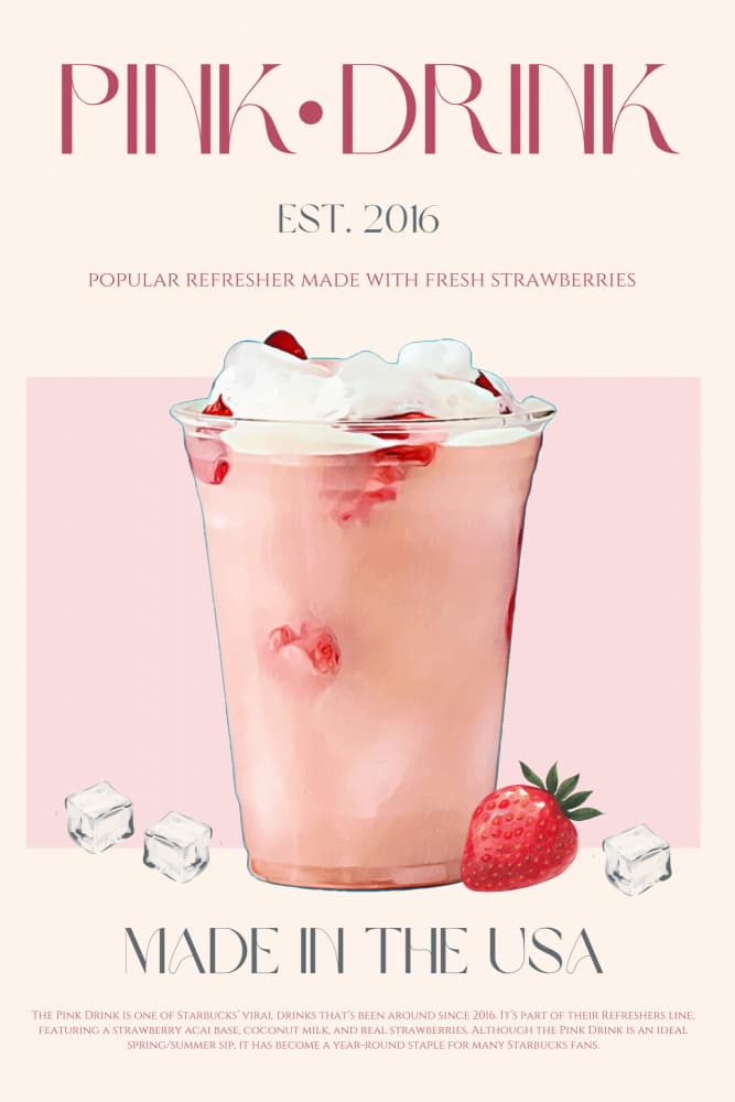 Pink Strawberry Drink by Nazma Khokhar — canvas wall art
