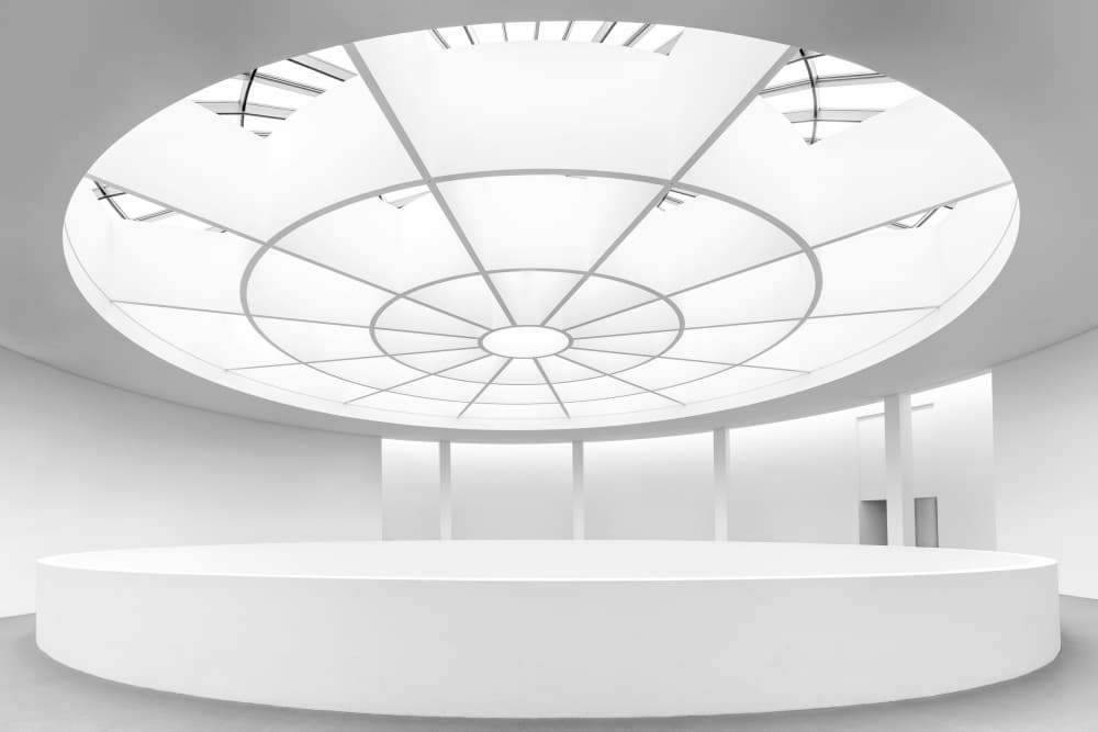 Modern White Exhibition Space by Roswitha Schleicher-Schwarz — canvas wall art