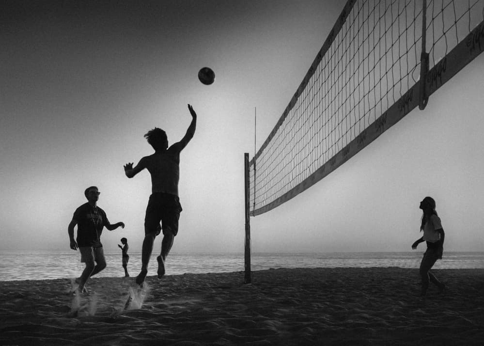 Beach Volleyball Silhouettes by Leah Guo — canvas wall art