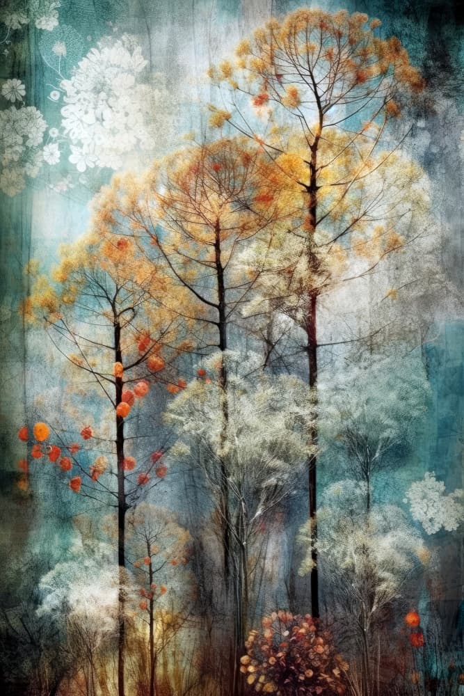 Misty Autumn Trees by Justyna Jaszke — canvas wall art