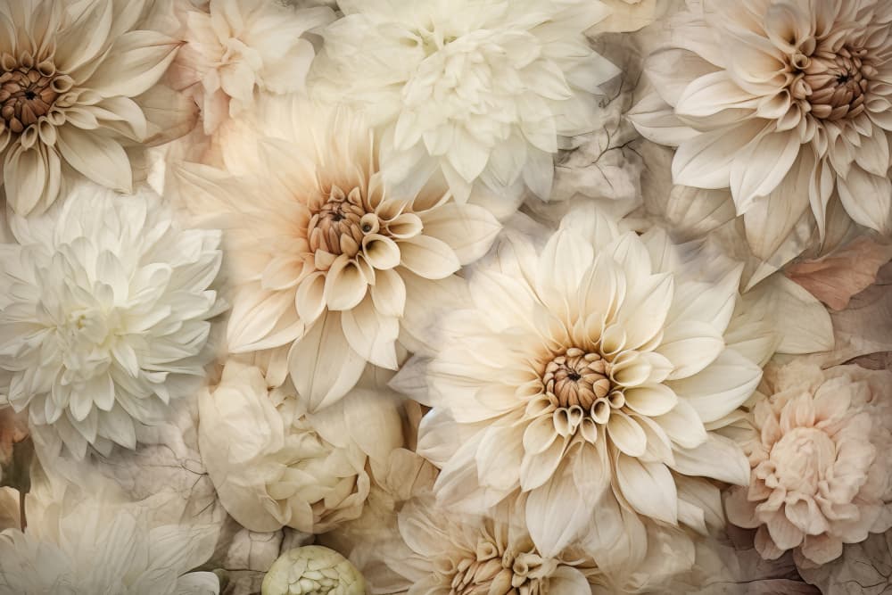 Creamy Dahlia Blooms by Bilge Paksoylu — canvas wall art